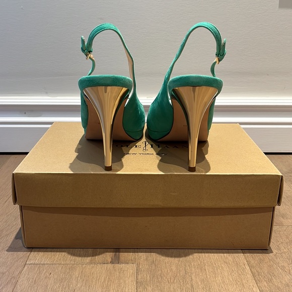 Cole Haan Teal Chelsea Slingback Pumps - Picture 3 of 8